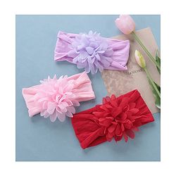 Babyhug Free Size Headbands Floral Applique Pack of 3 - Multicolor
