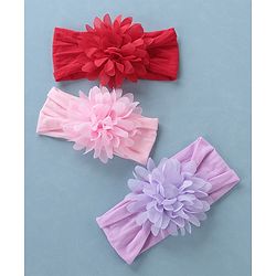 Babyhug Free Size Headbands Floral Applique Pack of 3 - Multicolor
