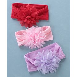 Babyhug Free Size Headbands Floral Applique Pack of 3 - Multicolor