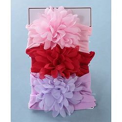 Babyhug Free Size Headbands Floral Applique Pack of 3 - Multicolor