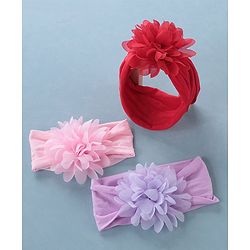 Babyhug Free Size Headbands Floral Applique Pack of 3 - Multicolor