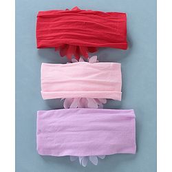 Babyhug Free Size Headbands Floral Applique Pack of 3 - Multicolor