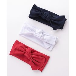 Babyhug Free Size Head Band with Bow Applique  Set of 3 - Red White & Black