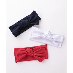 Babyhug Free Size Head Band with Bow Applique  Set of 3 - Red White & Black