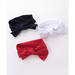 Babyhug Free Size Head Band with Bow Applique  Set of 3 - Red White & Black