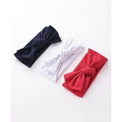 Babyhug Free Size Head Band with Bow Applique  Set of 3 - Red White & Black