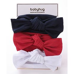 Babyhug Free Size Head Band with Bow Applique  Set of 3 - Red White & Black