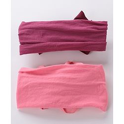Babyhug Free Size Headbands with Bow Applique Pack of 2 - Maroon & Dark Pink