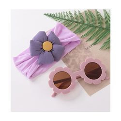 Babyhug Free Size Headband With Flower Applique & Sunglasses - Purple