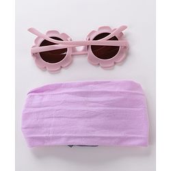Babyhug Free Size Headband With Flower Applique & Sunglasses - Purple