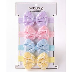 Babyhug Free Size Headbands  with Bow Applique Pack of 4 - Multicolour