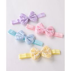 Babyhug Free Size Headbands  with Bow Applique Pack of 4 - Multicolour