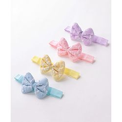 Babyhug Free Size Headbands  with Bow Applique Pack of 4 - Multicolour