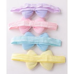Babyhug Free Size Headbands  with Bow Applique Pack of 4 - Multicolour