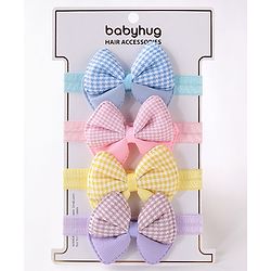 Babyhug Free Size Headbands  with Bow Applique Pack of 4 - Multicolour