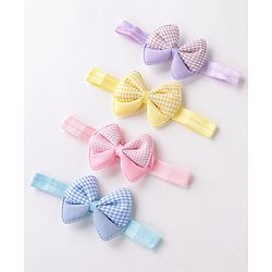Babyhug Free Size Headbands  with Bow Applique Pack of 4 - Multicolour