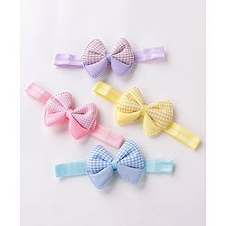 Babyhug Free Size Headbands  with Bow Applique Pack of 4 - Multicolour