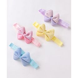 Babyhug Free Size Headbands  with Bow Applique Pack of 4 - Multicolour