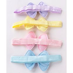 Babyhug Free Size Headbands  with Bow Applique Pack of 4 - Multicolour