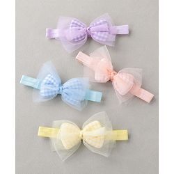 Babyhug Free Size Headbands  with Bow Applique Pack of 4 - Multicolour