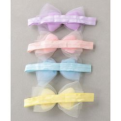 Babyhug Free Size Headbands  with Bow Applique Pack of 4 - Multicolour