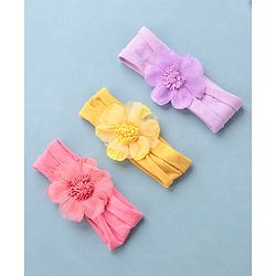 Babyhug Headbands Free Size Pack of 3 - Yellow & Purple