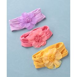 Babyhug Headbands Free Size Pack of 3 - Yellow & Purple