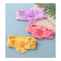 Babyhug Headbands Free Size Pack of 3 - Yellow & Purple