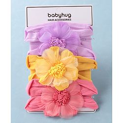 Babyhug Headbands Free Size Pack of 3 - Yellow & Purple