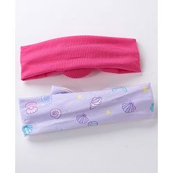 Babyhug Free Size Headbands  with Printed Bow & Bun Applique Pack of 2 - Multicolour