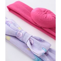 Babyhug Free Size Headbands  with Printed Bow & Bun Applique Pack of 2 - Multicolour