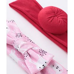 Babyhug Free Size Headbands  with Printed Bow & Bun Applique Pack of 2 - Multicolour