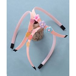 Babyhug Hair Bands With Flower & Star Applique Free Size Pack of 3- Peach