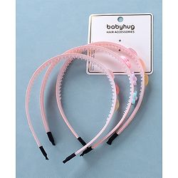 Babyhug Hair Bands With Flower & Star Applique Free Size Pack of 3- Peach