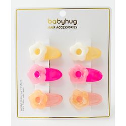 Babyhug Free Size Hair Clips Floral Design Pack of 6- Multicolor