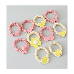 Babyhug Rubber Bands & Scrunchies Sets Pack of 10 - Yellow & Dark Pink