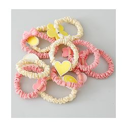 Babyhug Rubber Bands & Scrunchies Sets Pack of 10 - Yellow & Dark Pink