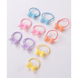 Babyhug Bow Applique Rubber Bands Pack Of 10 - Multicolor