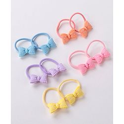 Babyhug Bow Applique Rubber Bands Pack Of 10 - Multicolor