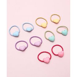 Babyhug Heart Shape Rubber Bands Pack Of 10 - Multicolor