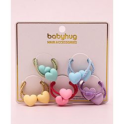 Babyhug Heart Shape Rubber Bands Pack Of 10 - Multicolor