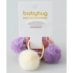 Babyhug Rubber Bands & Scrunchies Sets Pack of 3 - Purple Pink & White