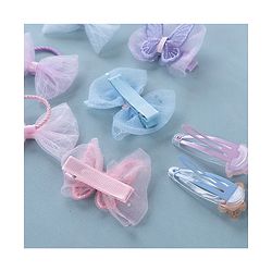 Babyhug  Free Size Bear Hair  Clips & Bow Rubber bands Sets of 9 - Multicolor