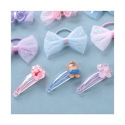 Babyhug  Free Size Bear Hair  Clips & Bow Rubber bands Sets of 9 - Multicolor