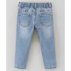 Babyhug Cotton Spandex Full Length Washed Denim Jeans Star Printed - Blue