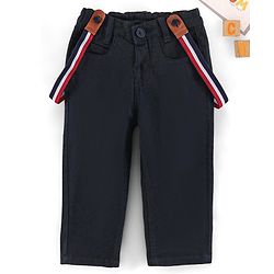 Babyhug Full Length Trouser with Suspenders - Navy Blue