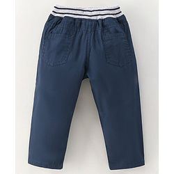 Babyhug Cotton Woven Full Length Pant Text Printed - Navy