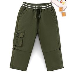 Babyhug Full Length Cotton Trousers Solid- Olive