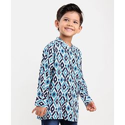 Babyhug 100% Cotton Full Sleeves Printed Kurta- Blue