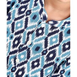 Babyhug 100% Cotton Full Sleeves Printed Kurta- Blue